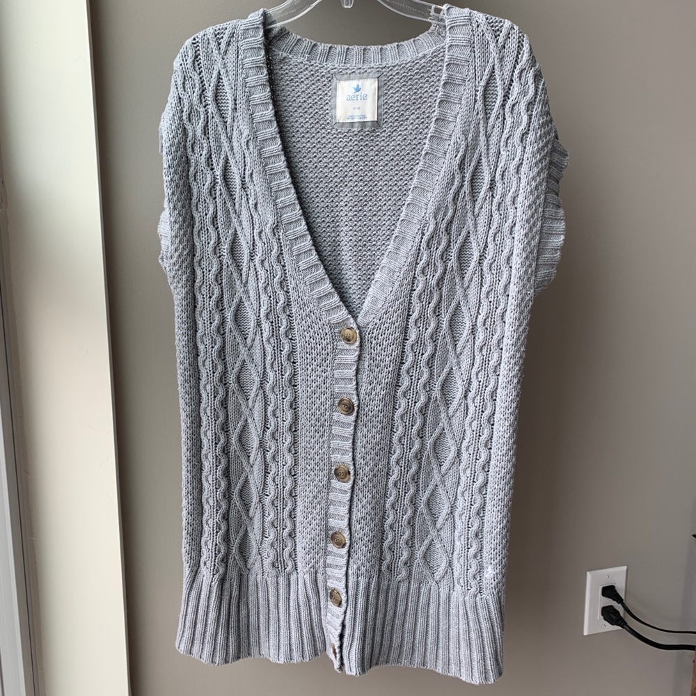 🎃 Aerie gray tunic short sleeve sweater size XL